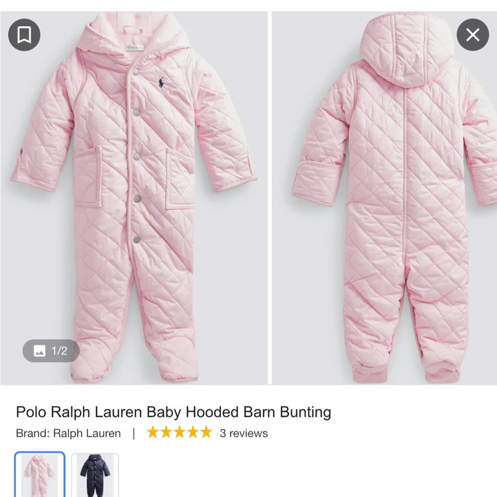 Ralph Lauren infant baby bunting pink 9 months.